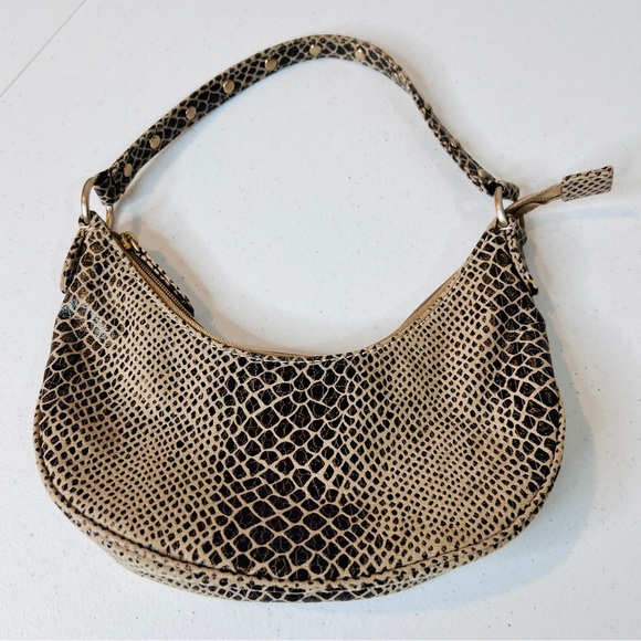 Nine West Baguette Mini Shoulder Bag Brown Tan Reptile Print Faux Leather - Picture 3 of 10